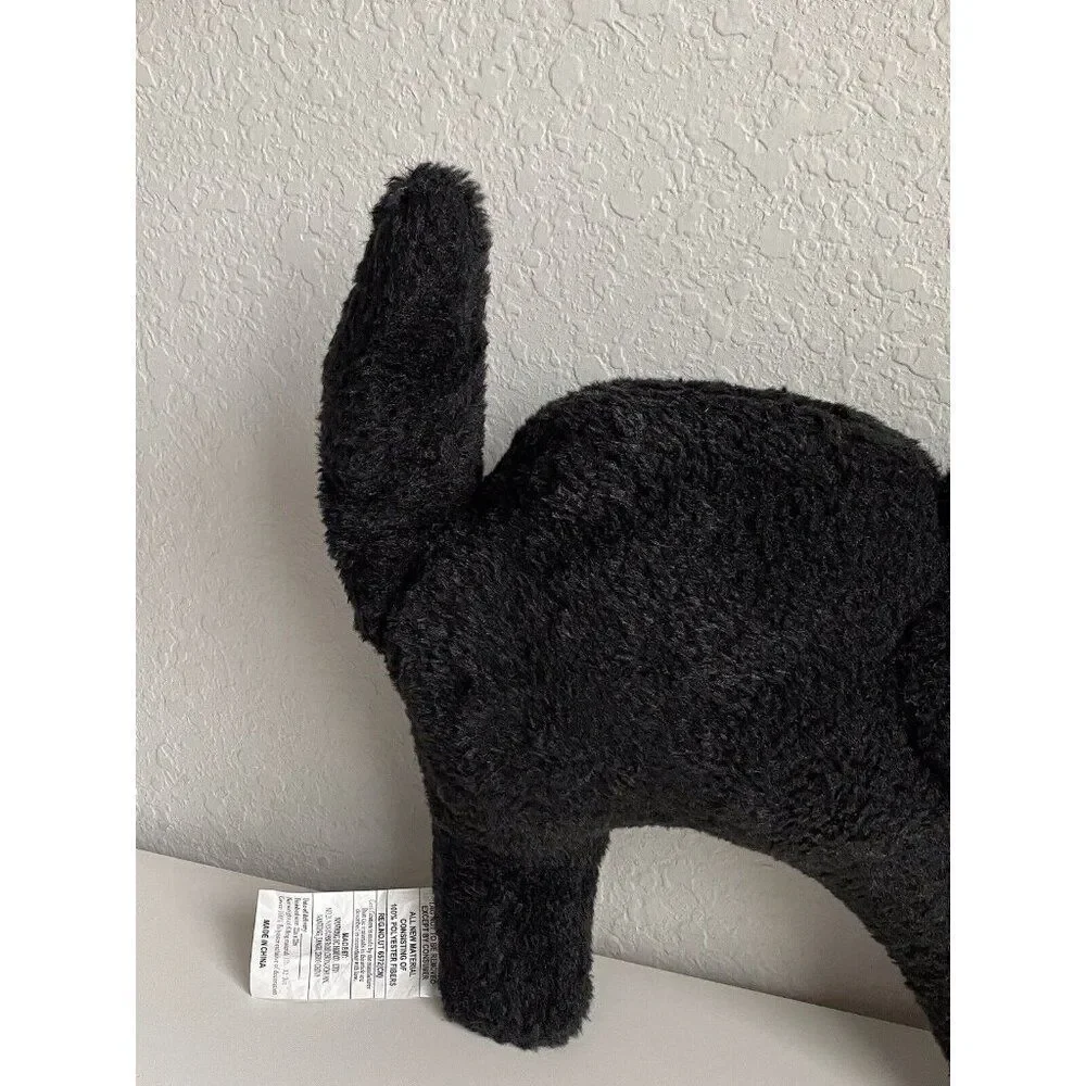 Cynthia Rowley Black CAT Shaped Pillow  Halloween GLOW IN THE DARK EYES Soft NEW